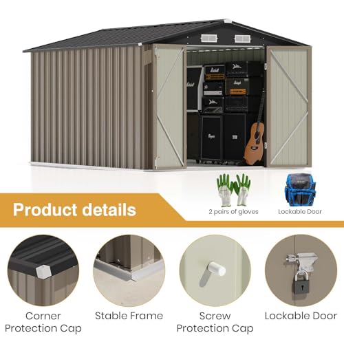 Patiowell 5x3 FT Outdoor Storage Shed with Sloping Roof and Lockable Door, Brown L4971