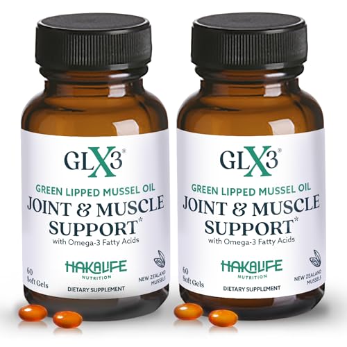 GLX3 Extra Strength Green Lipped Mussel Oil Capsules - Long-Lasting Joint Comfort Supplement - Support for Aches, Soreness - Naturally Rich in Omega 3 & Chondroitin Sulfate 180 Tablets