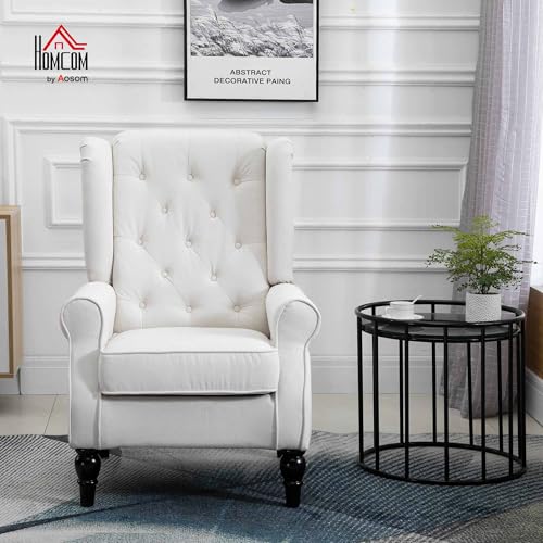 HOMCOM Mid-Century Modern High Wingback Accent Chair with Wood Legs, Dark Brown V59069