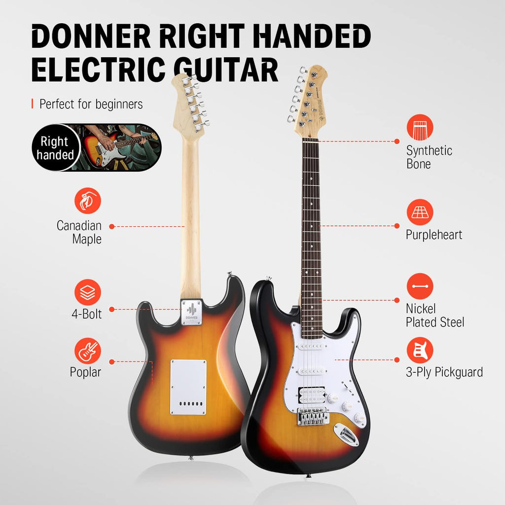 Donner DST-100S 39 Inch Full Size Electric Guitar Kit with Audio Interface I41837