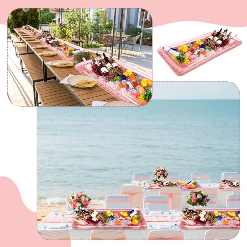 Poen 4 Pcs Inflatable Serving Bar Food Cooler Buffet with Glittering Confetti G395