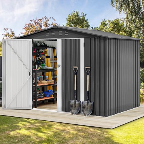 DWVO 6x4ft Metal Storage Shed for Outdoors, Dark Gray T6985