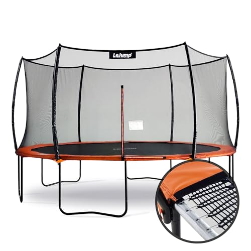 LeJump Outdoor Springless Trampolines 14FT 12FT 10FT Non-Spring ASTM Approved Recreational Big Trampoline with Enclosure Net Best Choice Outdoor Trampoline for Adults and Kids