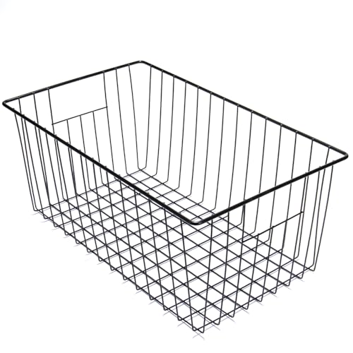 16" Upright Freezer Organizer Baskets, Wire Storage Bins, White, Set of 6 V556519