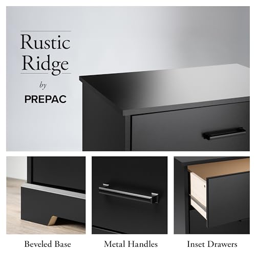 Prepac Rustic Ridge Farmhouse 6-Drawer Double Dresser, Brown X6434