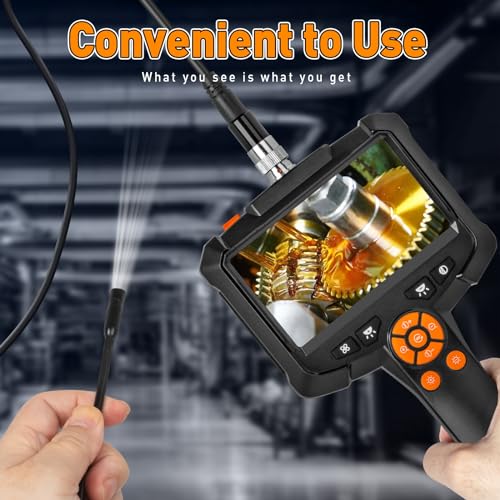 Industrial Borescope Camera 1080P HD with 8 LED Lights, 16.4FT Semi-Rigid Cord T345