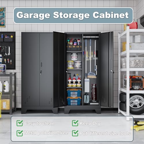 61" H Metal Storage Cabinet with Lockable Doors and Pegboard E405542