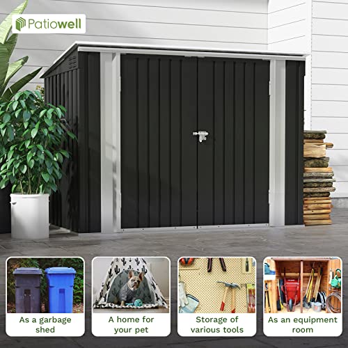 Patiowell 3 x 3 FT Outdoor Storage Shed with Sloping Roof, Grey F27529