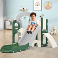 6 in 1 Toddler Slide with Swing Playset, Climbing Toys Indoor Outdoor for Toddlers 1-3, Kid Slide with Swing with Climber Basketball Hoop & Telescope, Freestanding Baby Playground