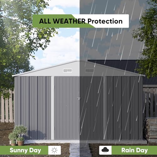 Patiowell 3 x 3 FT Outdoor Storage Shed with Sloping Roof, Grey F27529
