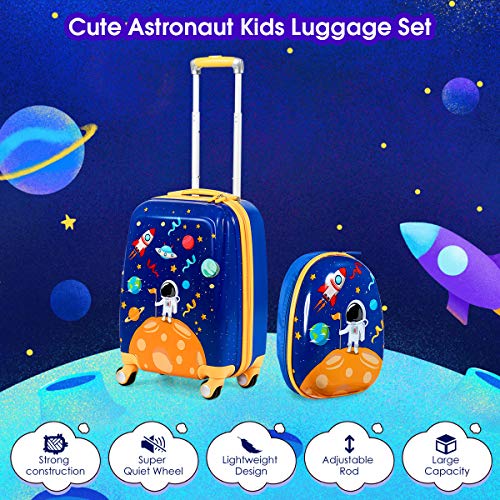 GYMAX 2Pc Kids Luggage Set with 4 Spinner Wheels I70757