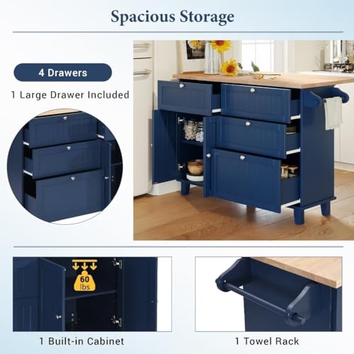 YOUKTCZY03 3-Piece Farmhouse Kitchen Island Set with 2 Chairs and Storage B70845