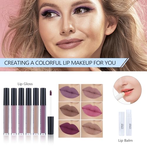 Makeup Gift Set for Women with Eyeshadow, Brushes & Lip Gloss X93393