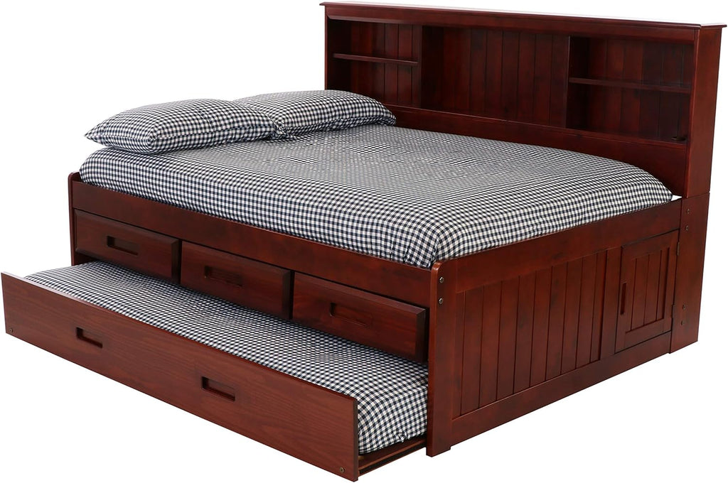 Discovery World Furniture Full Bookcase Daybed with 3 Drawers & Trundle Merlot G220