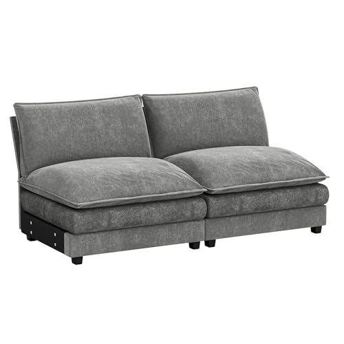 Homall 119" Modular Sectional Sofa with Reversible Ottoman, Light Grey V97154