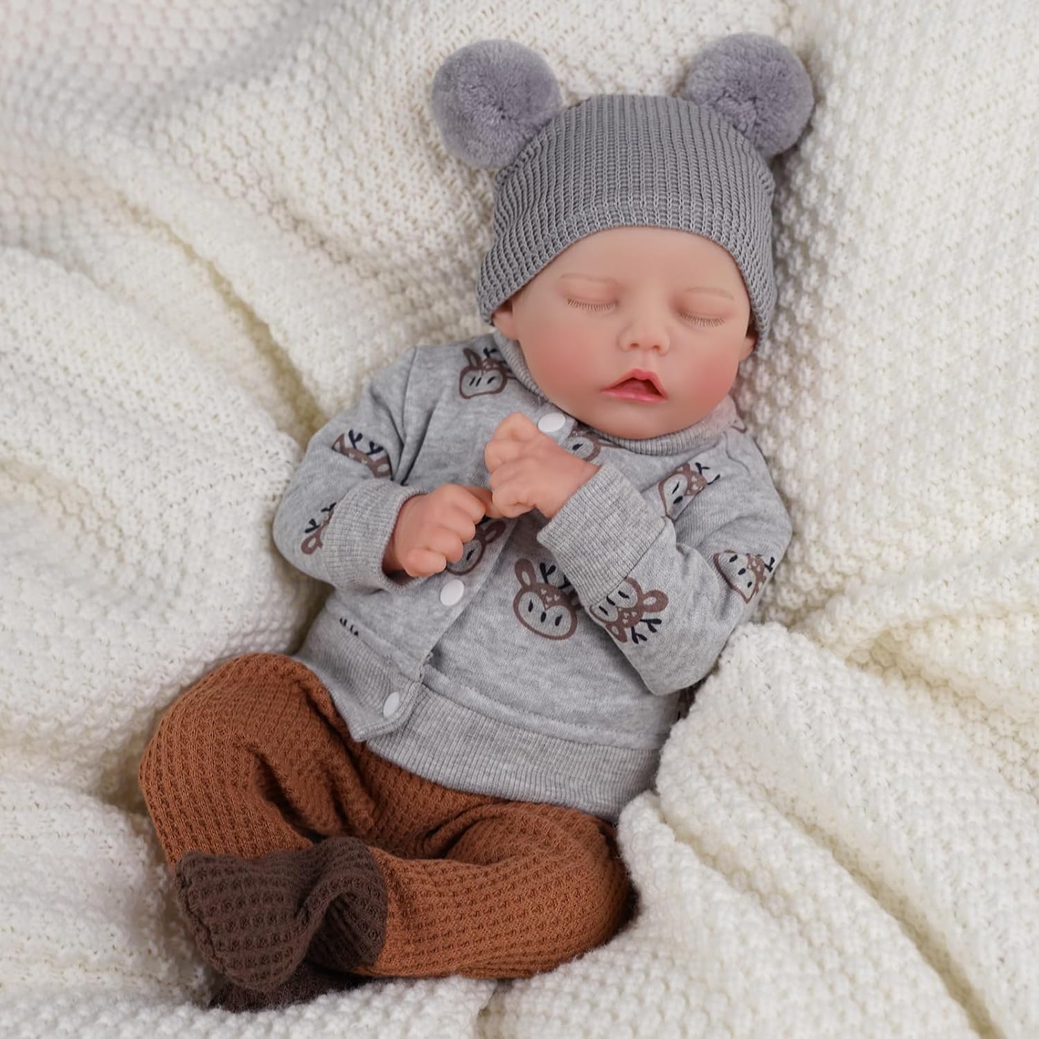 BABESIDE Reborn Baby Dolls 17-Inch Soft Body Realistic Boy with Toy Accessories Gift Set Q212855