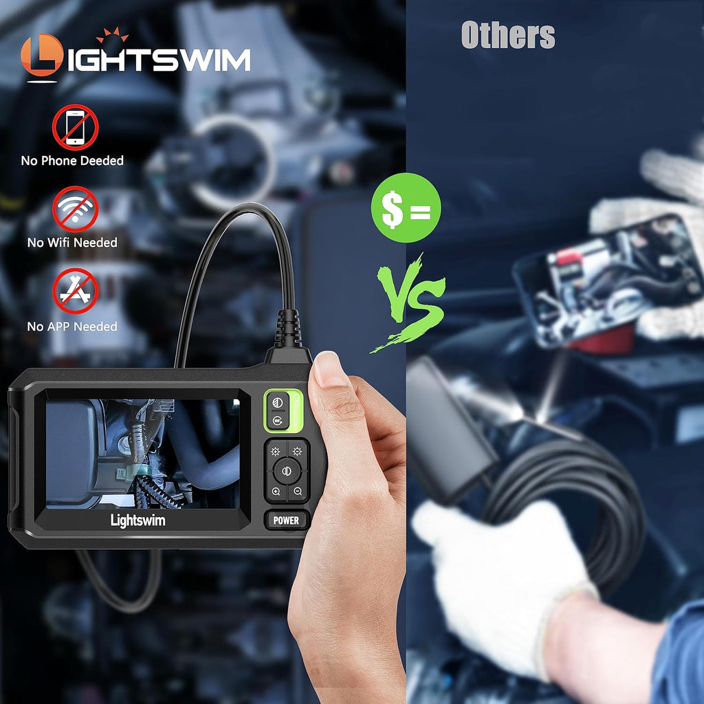 Industrial Endoscope Inspection Camera 4.3" IPS Borescope with 16.5FT Semi-Rigid Cable Q459956