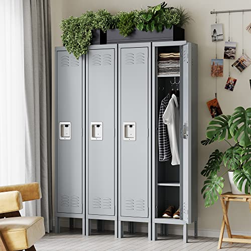 Letaya Metal Lockers 5 Doors 66" Tall Steel Storage Cabinet Gray G40479