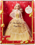 Barbie Signature 2023 Holiday Doll, Black Hair Wearing Golden Gown, Collectible with Doll Stand & Certificate of Authenticity