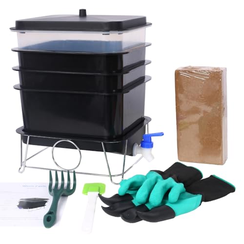 Worm Farm Kit, 4-Tray Worm Composter for Indoor & Outdoor Use L5930