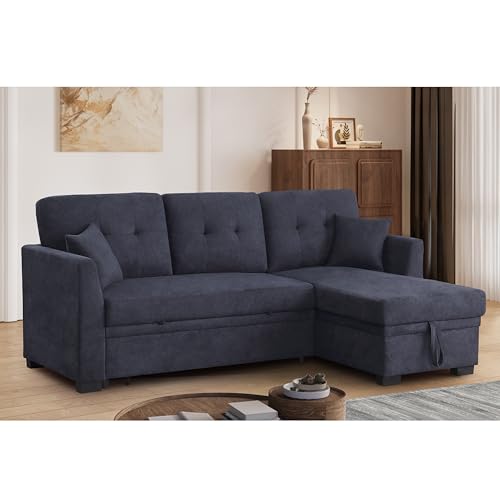 L-Shaped Pull Out Sleep Sofabed with Storage Chaise, Chenille Upholstered X30892