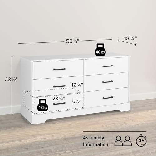 Prepac Rustic Ridge Farmhouse 6-Drawer Double Dresser, Brown X6434