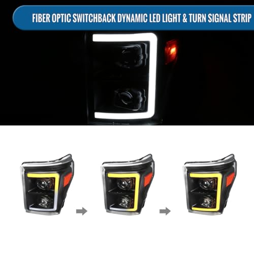 2011-2016 Ford Super Duty Dual Projector Headlights LED Sequential Turn Signals Pair Black B630412
