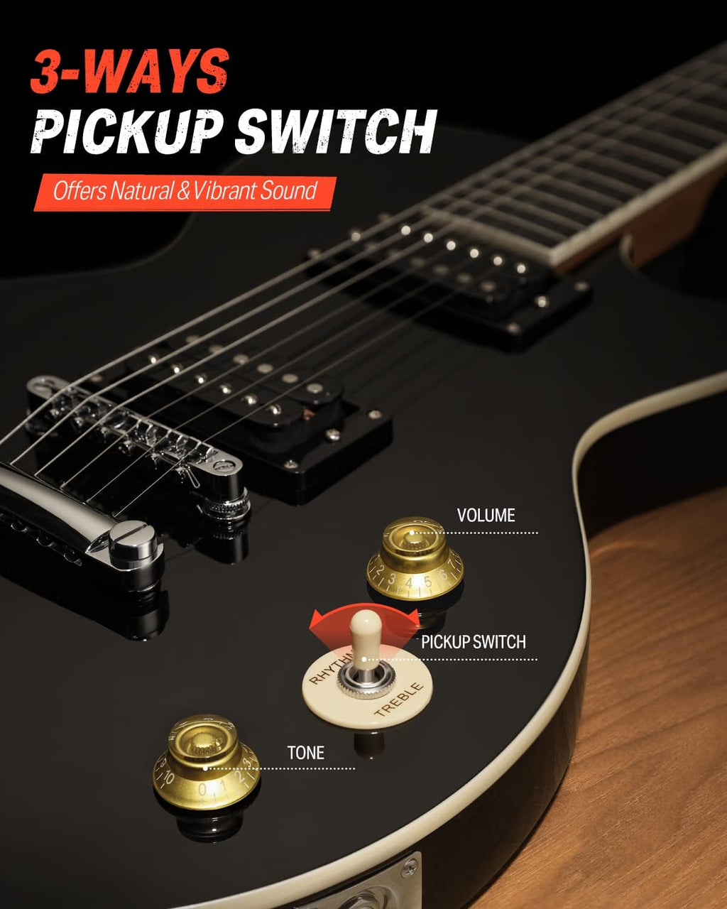 Donner Electric Guitar LP Solid Body 39 Inch with Circle Looper Pedal X285299