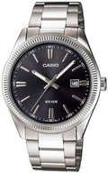 Casio MTP1302D-1A1V Men's Classic Stainless Steel Date Black Dial Analog Watch