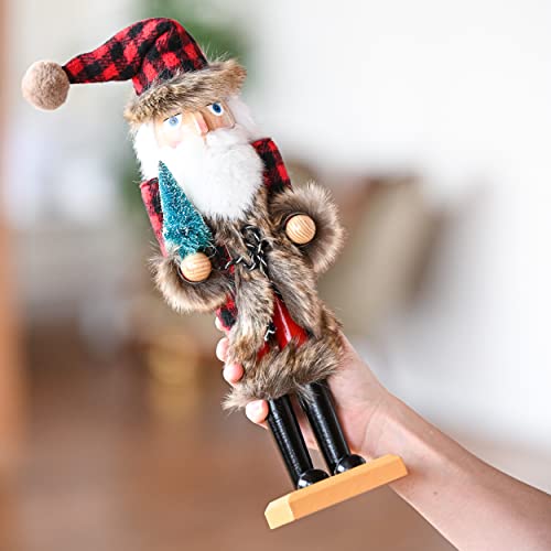 Ornativity Christmas Santa Nutcracker Red and Black Wooden Figure 15" S3008