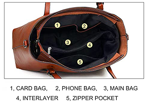 Women's Leather Top Handle Satchel Tote Bag Brown S278680