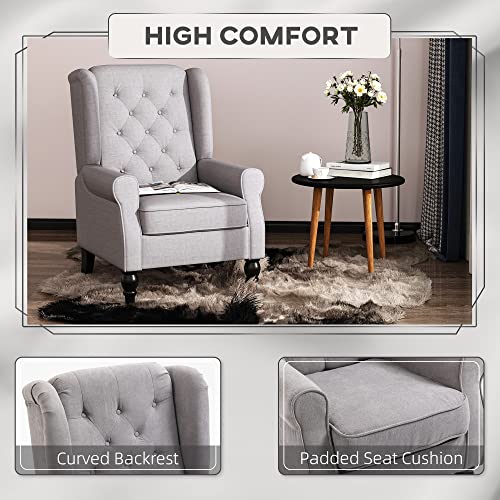 HOMCOM Mid-Century Modern High Wingback Accent Chair with Wood Legs, Dark Brown V59069