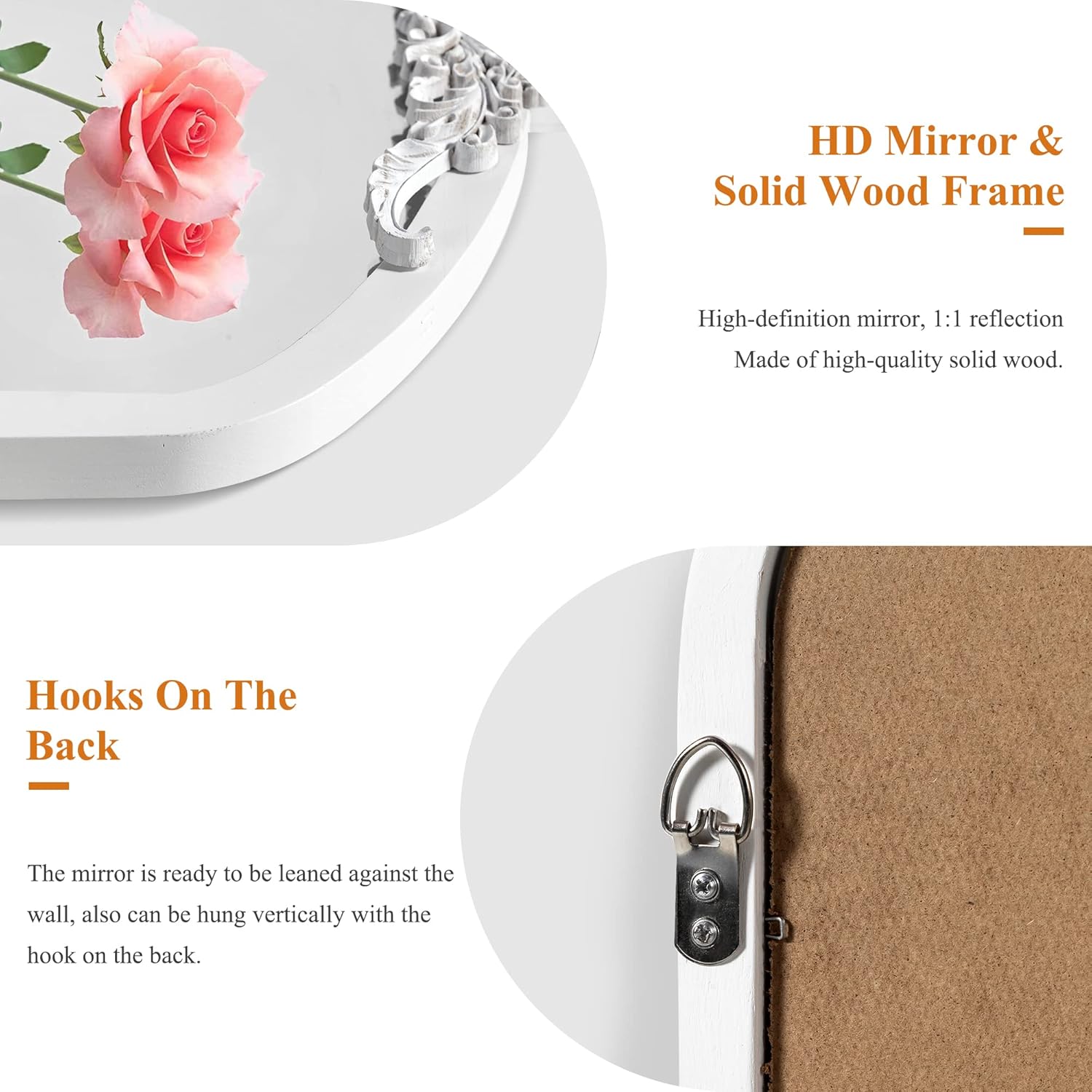 NeuType Arched Full Length Mirror Solid Wood Frame White 67"x 28" T809913