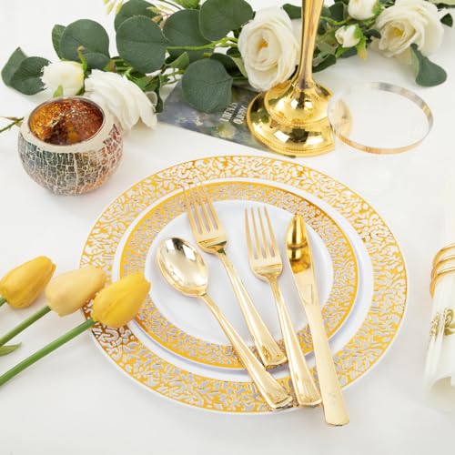 WELLIFE Silver Party Dinnerware Set for 50 Guests, Disposable A689948