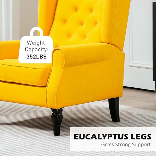 HOMCOM Mid-Century Modern High Wingback Accent Chair with Wood Legs, Dark Brown V59069