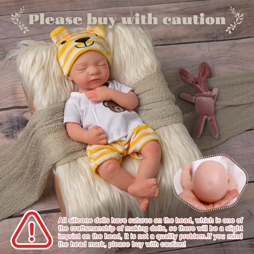 BABESIDE Lifelike Reborn Baby Doll 16 Inch Full Platinum Silicone Sleeping Girl with Gift Box B5536