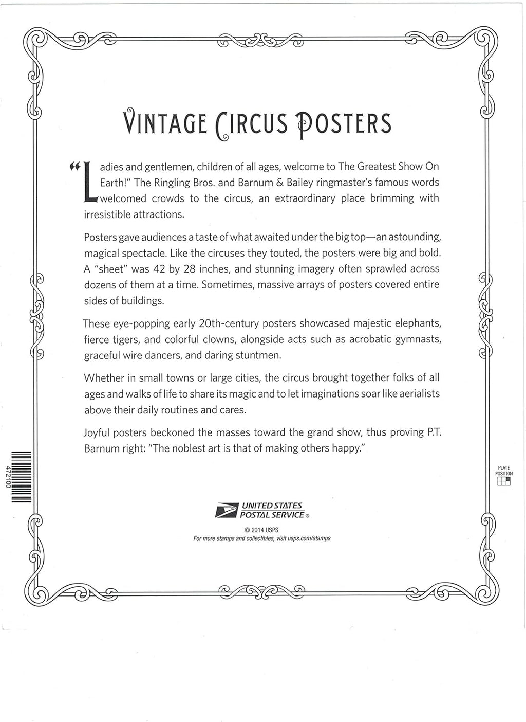 Vintage Circus Posters USPS Forever Postage Stamps Sheet of 16 B790652