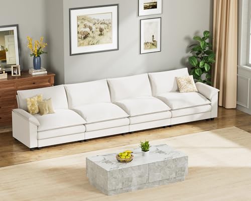 Homall 119" Modular Sectional Sofa with Reversible Ottoman, Light Grey V97154