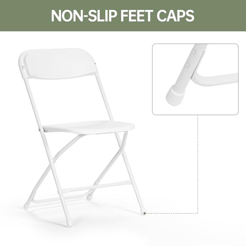 Plastic Folding Chair 10-Pack, Portable Commercial, 450 lb Capacity, White R613