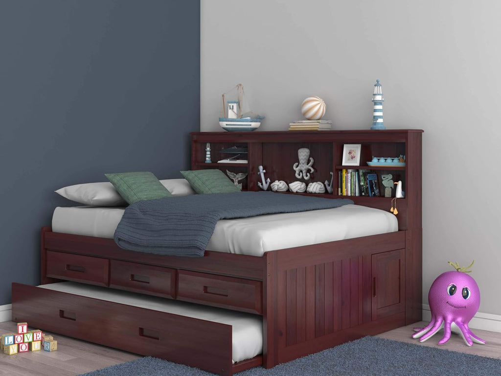 Discovery World Furniture Full Bookcase Daybed with 3 Drawers & Trundle Merlot