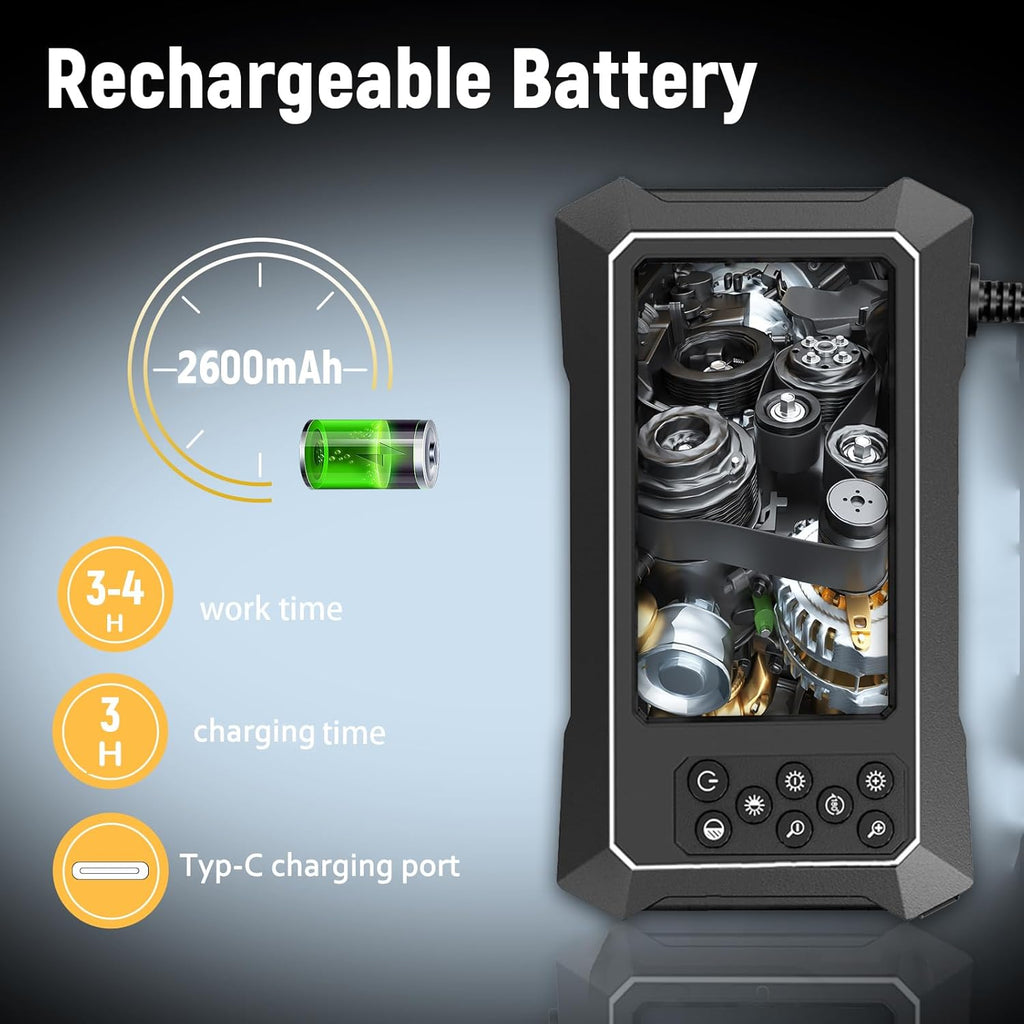 Industrial Endoscope Camera 1080P with 4.3" IPS Screen, IP67 Waterproof, 16.4FT N402