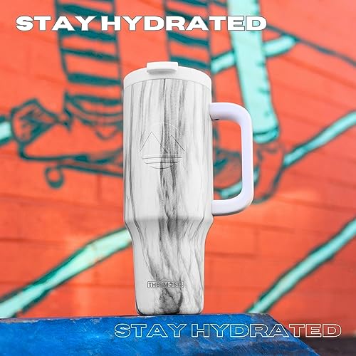 40 oz Insulated Tumbler with Handle and Straw Stainless Steel Travel Mug R7403