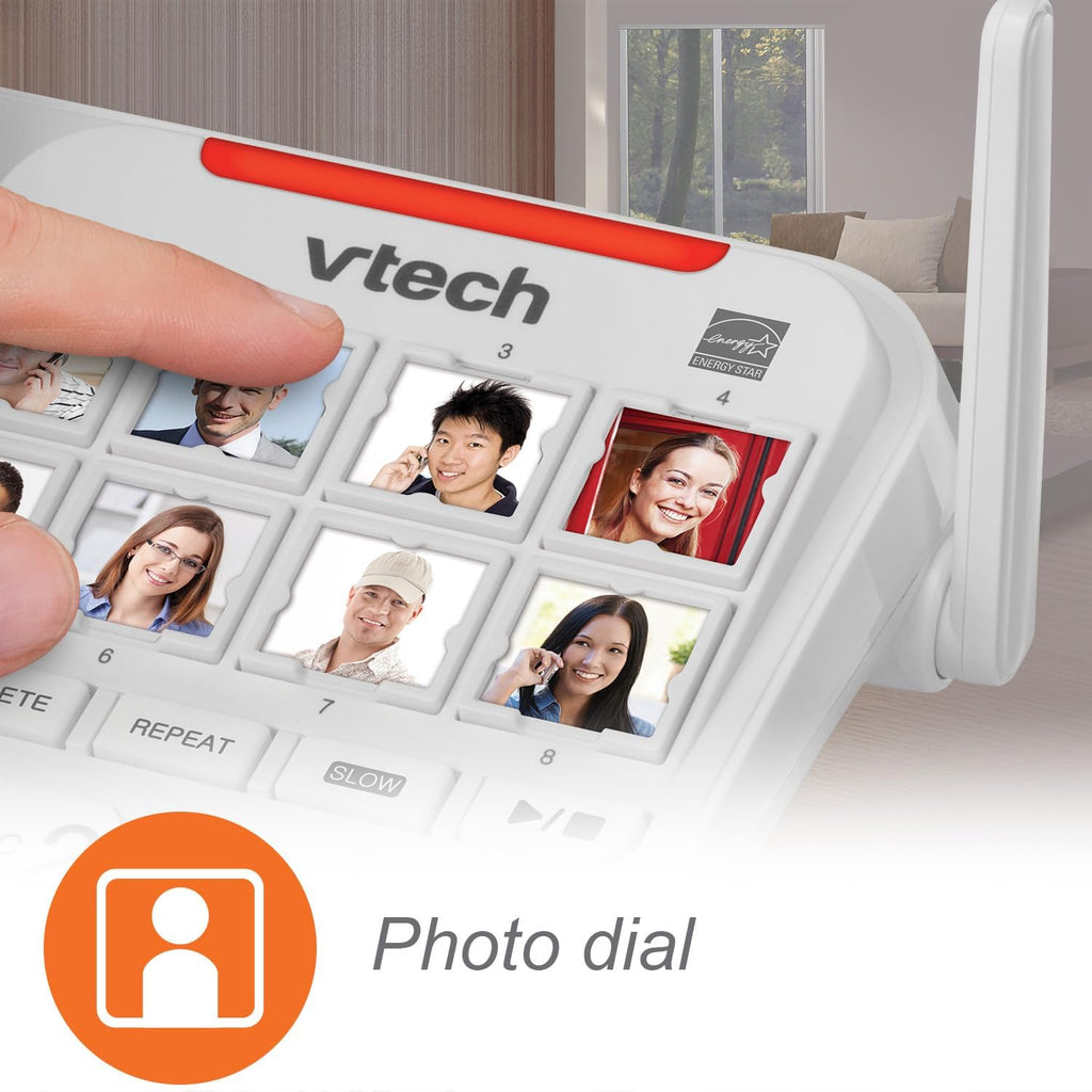 VTech SN5147 Amplified Corded/Cordless Senior Phone with Answering Machine, White S4256