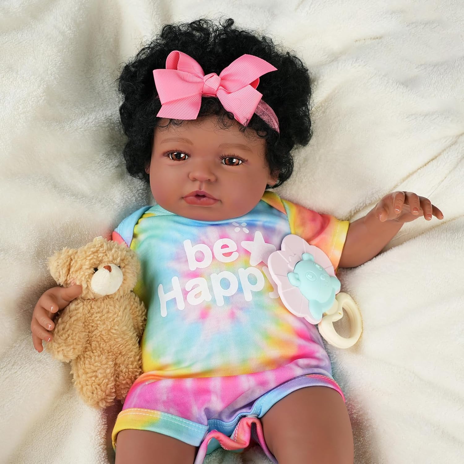 BABESIDE Lifelike Reborn Baby Doll Black Girl 20 Inch Brown Eyes T91924