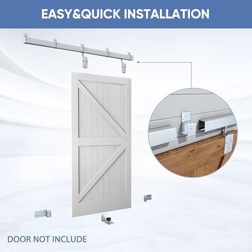 BARNSMITH 6FT Sliding Barn Door Hardware Kit, Heavy Duty Wall Mount S569746