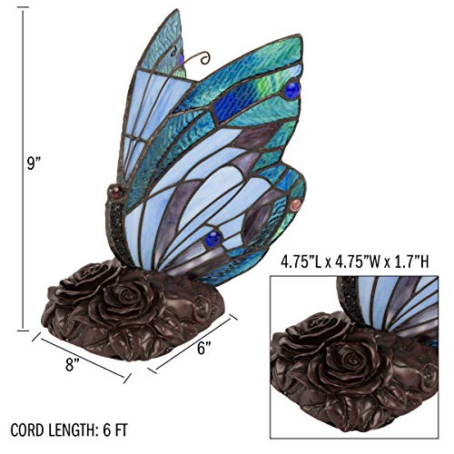 Tiffany Style Butterfly Stained Glass Table Lamp with LED Bulb by Lavish G178383