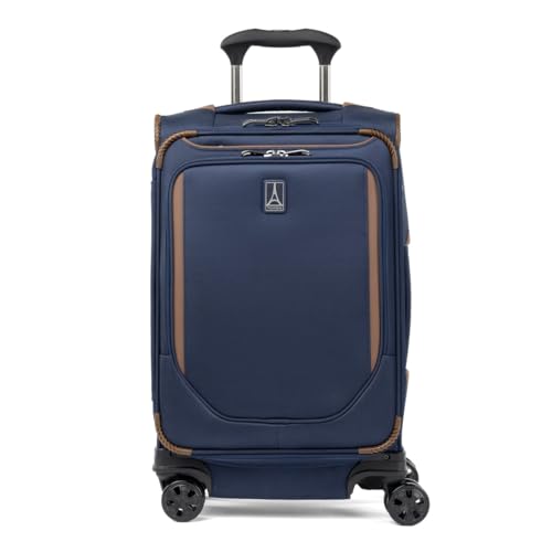 Travelpro Crew Classic Lightweight Softside Expandable Carry on Luggage, 8 Wheel Spinner Suitcase, Men and Women, Compact Carry On 20-Inch, Patriot Blue