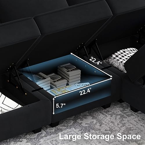 Belffin Oversized Modular Sectional Sofa with Double Chaises and Storage F17277