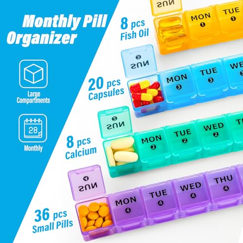 XL Large Monthly Pill Organizer 4 Weeks with Travel Case B465427