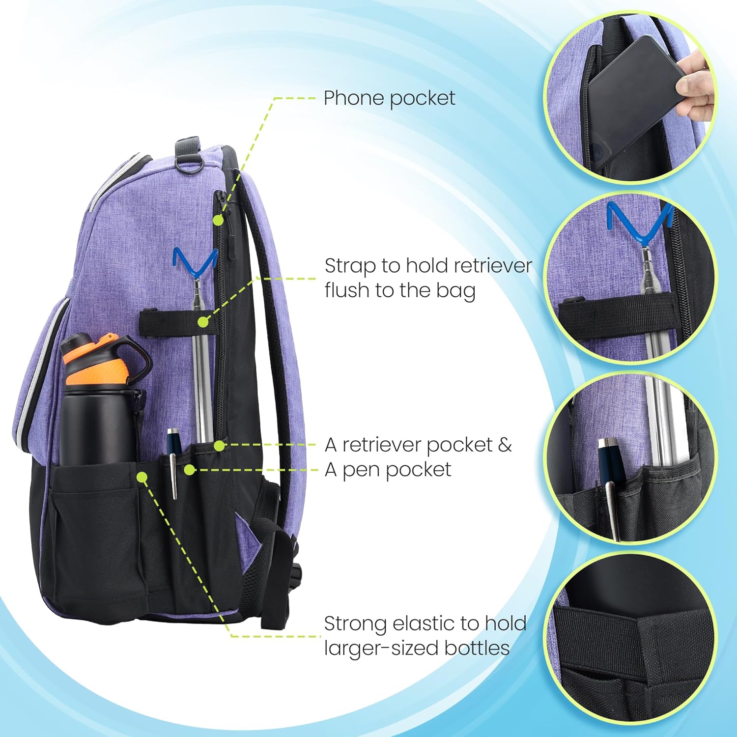 Disc Golf Backpack with Chalk Bag and Ergonomic Straps L754275